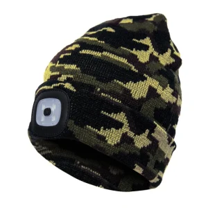 LED Beanie Hat with USB Rechargeable Hands Free Headlamp